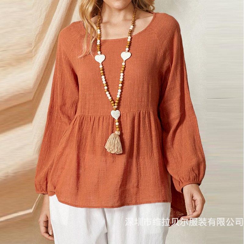 Summer Clothing Brands For Women - Kemeja Wanita Lengan Panjang Katun Linen