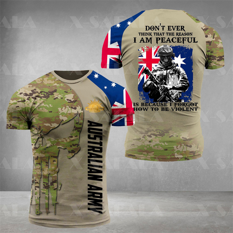 Summer Clothing Australia - Kaus tengkorak militer Australia kaus grafis