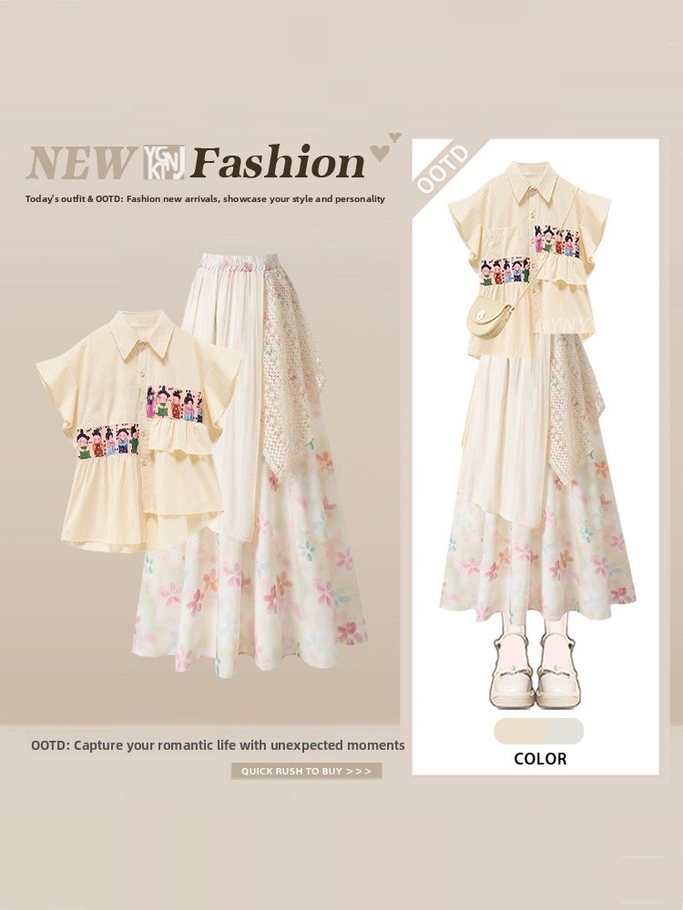 Summer Clothing Cartoon - Setelan Dua Potong Atasan Pendek Motif