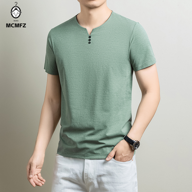 Summer Clothing Types - Kaos Henley Pria Basic Bahan Katun