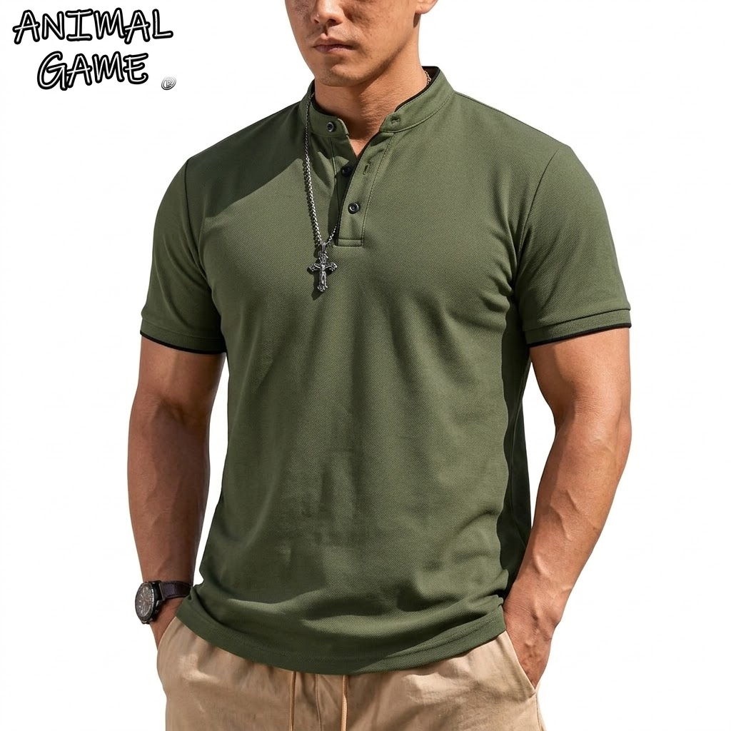 Summer Clothing Types - Kaos Henley Lengan Pendek Musim Panas