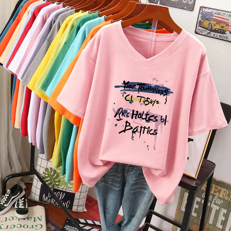 Kaus Lucu Katun Wanita Huruf M - Summer Clothing Cartoon ulasan dan harga