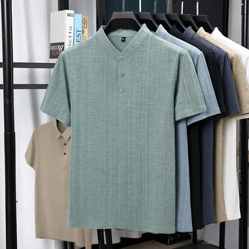 Kemeja Pria Kerah Mandarin Set - Summer Clothing Types ulasan dan harga
