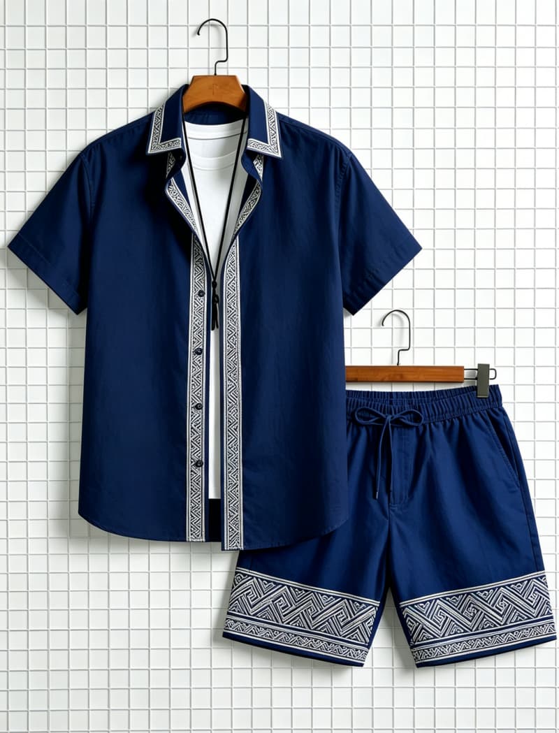 Setelan kemeja lengan pendek d - Summer Clothing Types ulasan dan harga