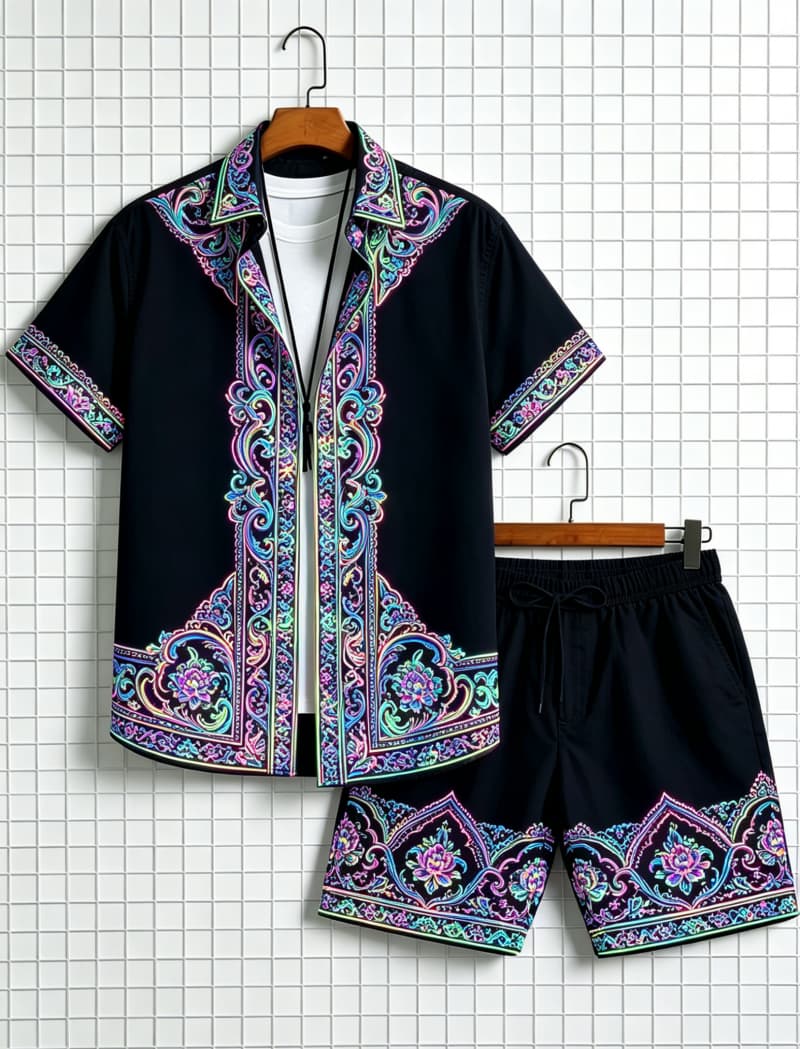 Setelan kemeja lengan pendek d - Summer Clothing Types ulasan dan harga