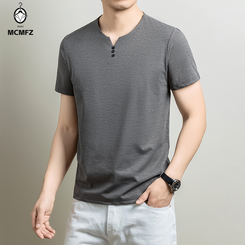 Kaos Henley Pria Basic Bahan K - Summer Clothing Types ulasan dan harga