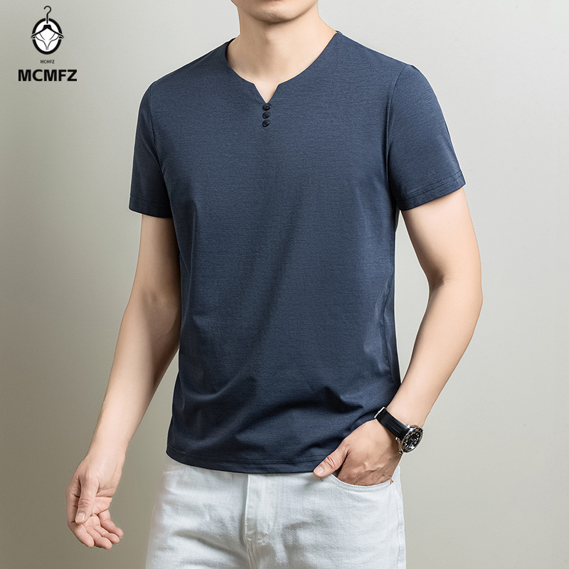 Kaos Henley Pria Basic Bahan K - Summer Clothing Types ulasan dan harga
