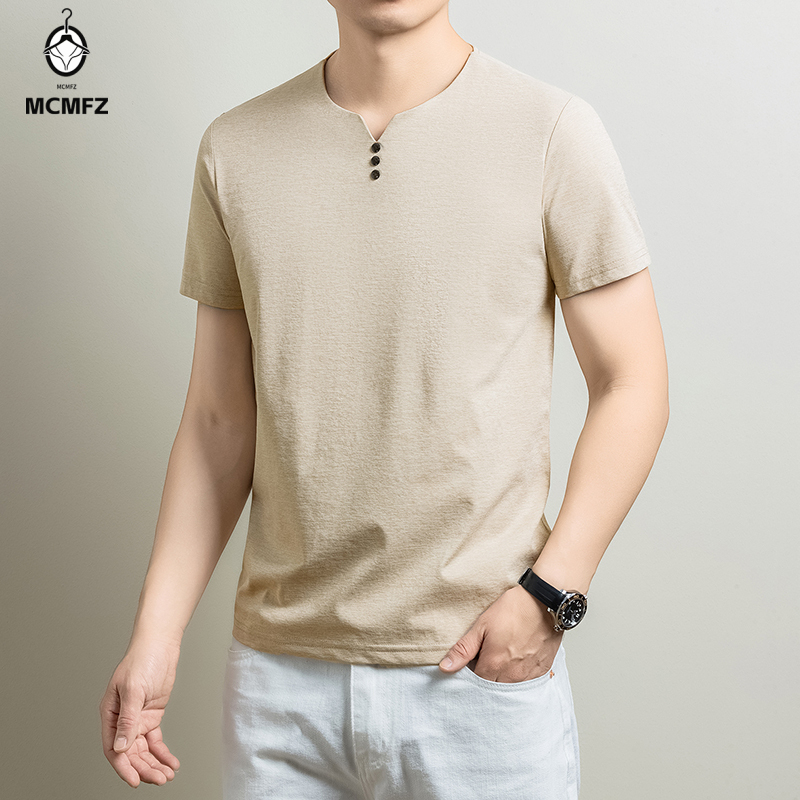 Kaos Henley Pria Basic Bahan K - Summer Clothing Types ulasan dan harga