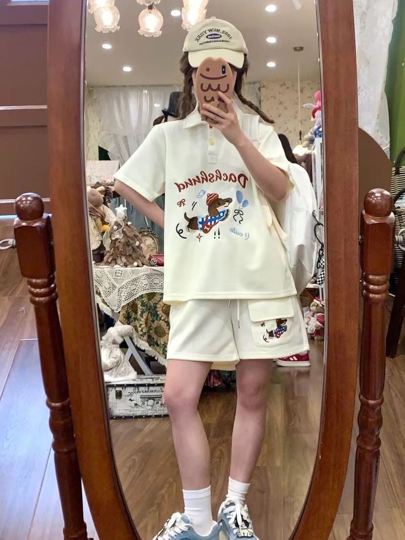 Kaus Polo Gaya Jepang Anjing B - Summer Clothing Cartoon ulasan dan harga