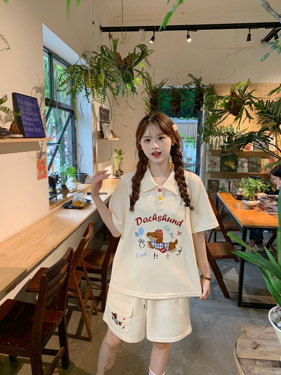 Kaus Polo Gaya Jepang Anjing B - Summer Clothing Cartoon ulasan dan harga